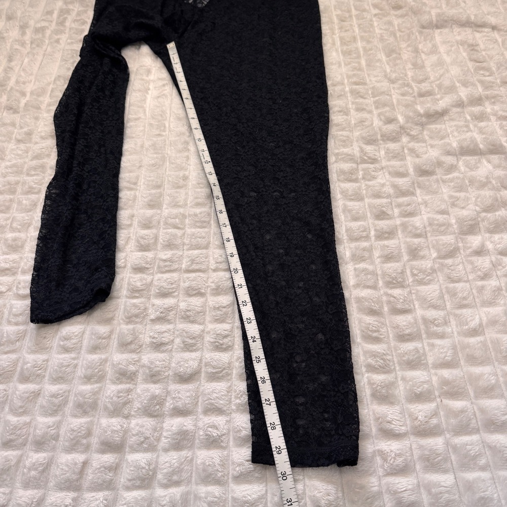 NEW Logo Lori Goldstein 1X Black Floral Lace Sheer Leggings 80s Y2K Layering - Picture 7 of 8